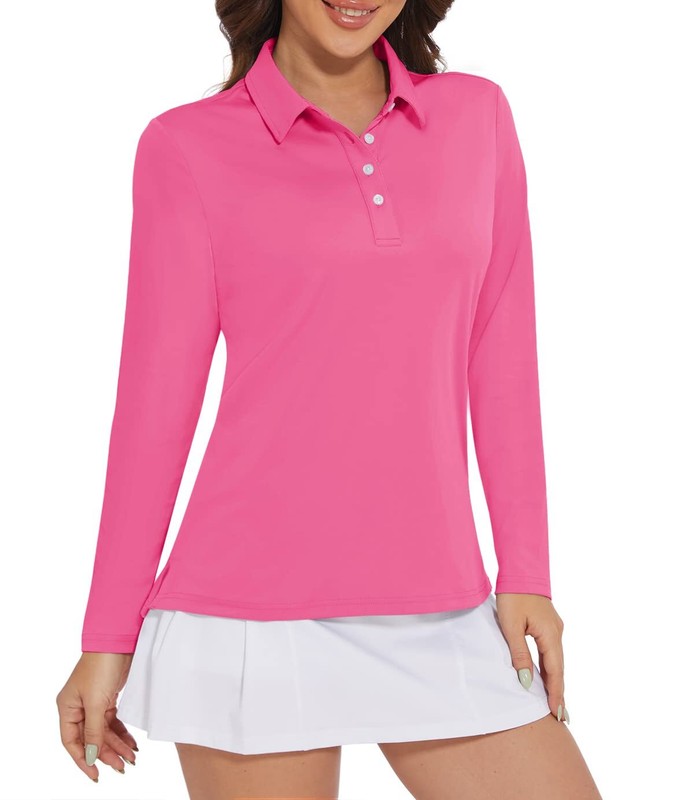 UPF50+ Women's 4-Button Polo Shirts Quick Drying Golf Sport Performance T-Shirts