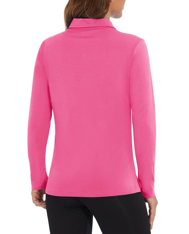UPF50+ Women's 4-Button Polo Shirts Quick Drying Golf Sport Performance T-Shirts