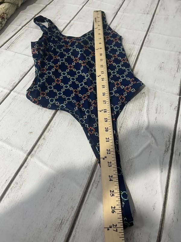 Uptown USA Body Suit Size Small NWOT Chain Design Navy Blue