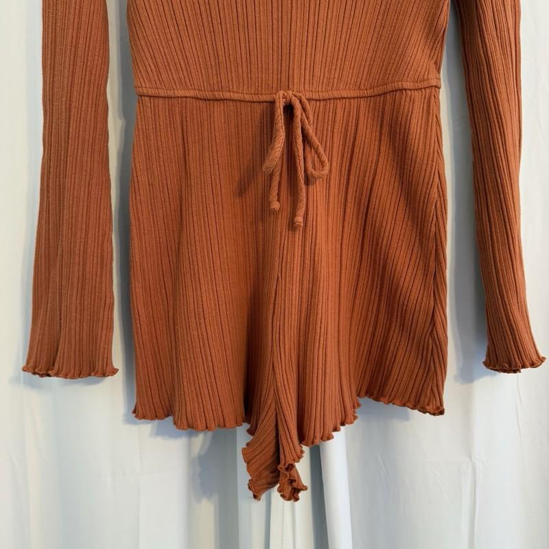 Urban Outfitters Bella Romper Burnt Orange Sienna Knit Long Sleeve Shorts M
