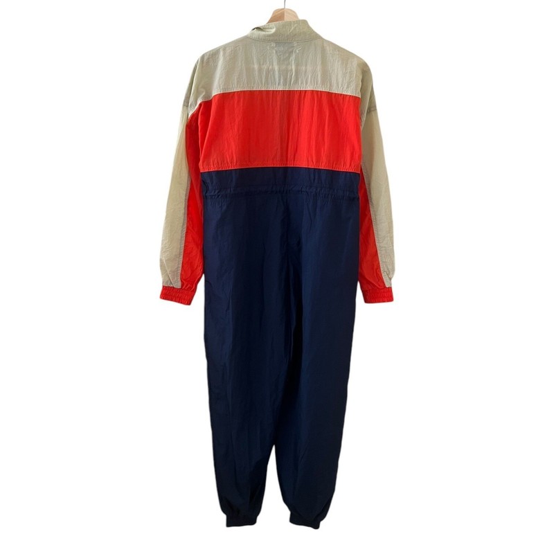 Urban Outfitters Copenhagen Nylon Jumpsuit Small Orange Navy Retro Gorpcore