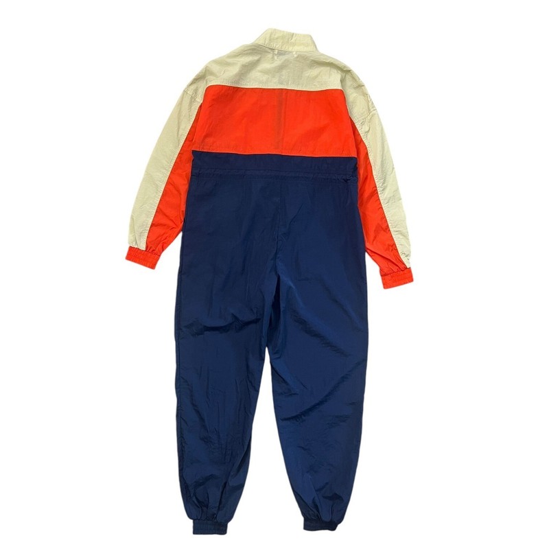 Urban Outfitters Copenhagen Nylon Jumpsuit Small Orange Navy Retro Gorpcore