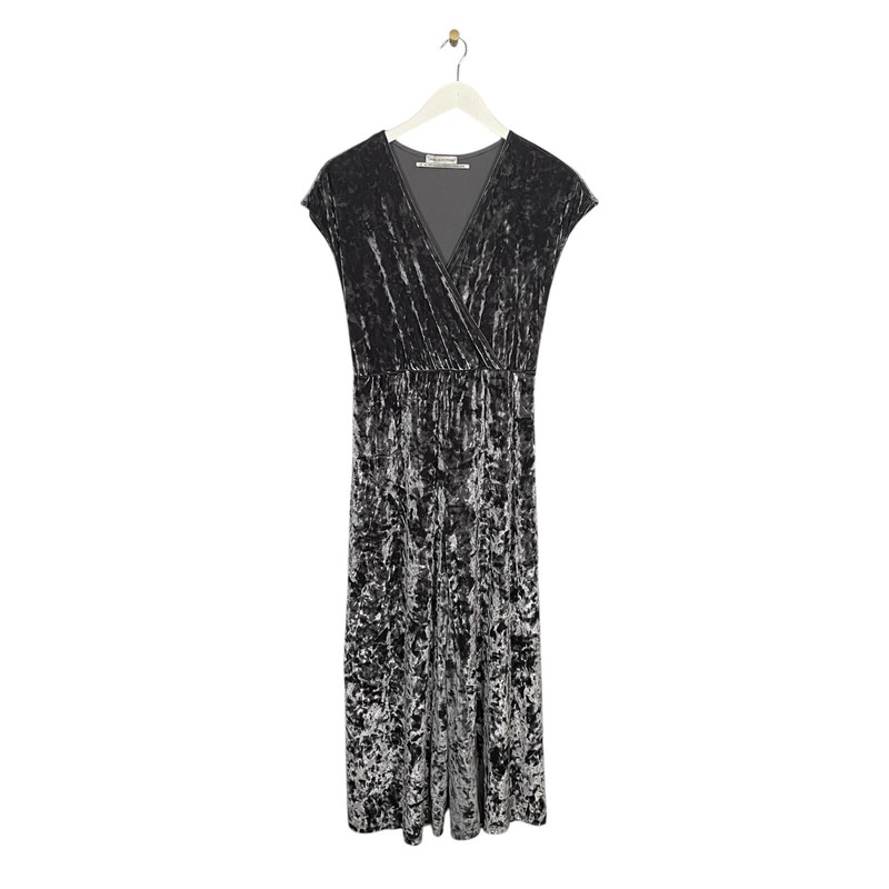 Urban Outfitters Women S Gray Silver Crushed Velvet Jumpsuit Wide Leg V Neck
