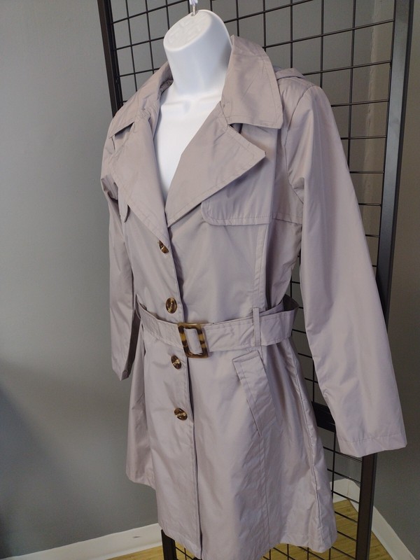 Urban Republic Poly-Techno Coat Woman's Size Small Button Belted Grey Jacket