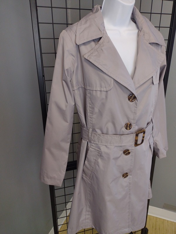 Urban Republic Poly-Techno Coat Woman's Size Small Button Belted Grey Jacket