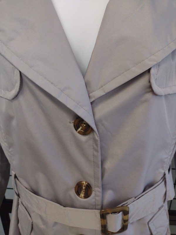 Urban Republic Poly-Techno Coat Woman's Size Small Button Belted Grey Jacket