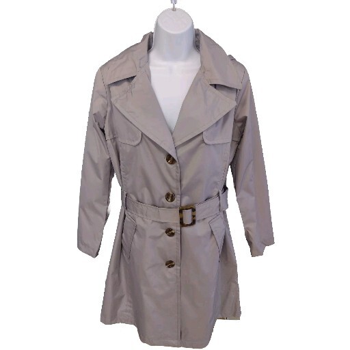 Urban Republic Poly-Techno Coat Woman's Size Small Button Belted Grey Jacket