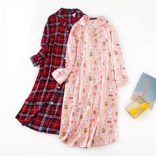 US Women's Flannel Cotton Long Sleeve Nightgown Nightwear Sleepwear/Sleep Dress