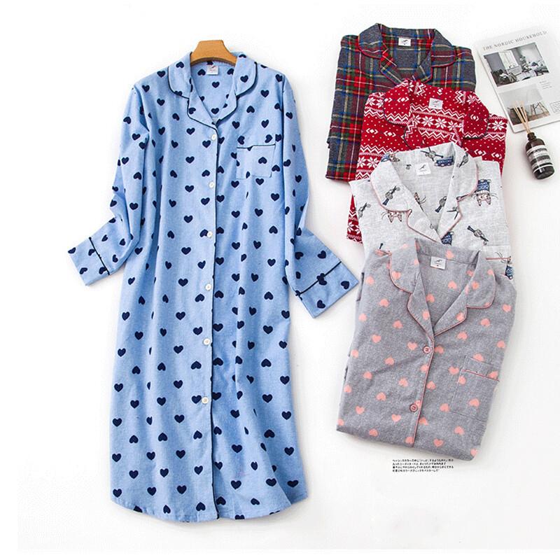 US Women's Flannel Cotton Long Sleeve Nightgown Nightwear Sleepwear/Sleep Dress