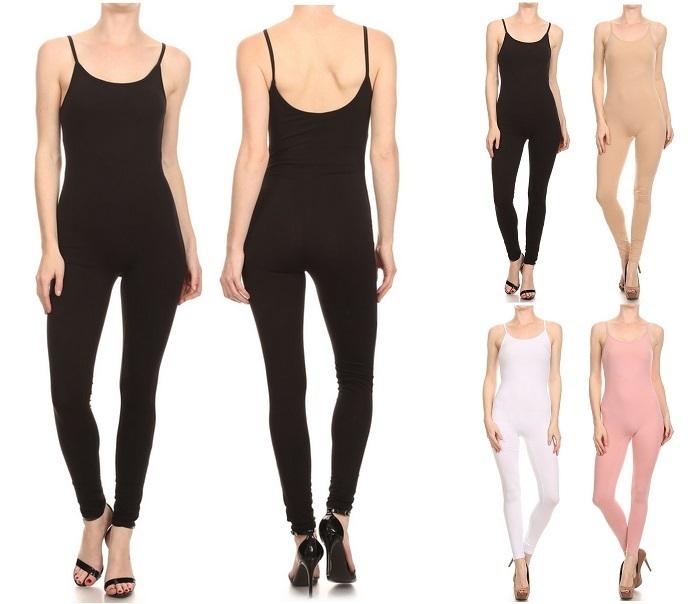 USA MADE COTTON SPANDEX SPAGHETTI STRAP CATSUIT JUMPSUIT ONE PIECE UNITARD S-3X