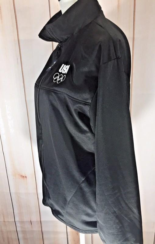 USA Olympics Official Olympics Full Zip Jacket Unisex L Black Warm Up