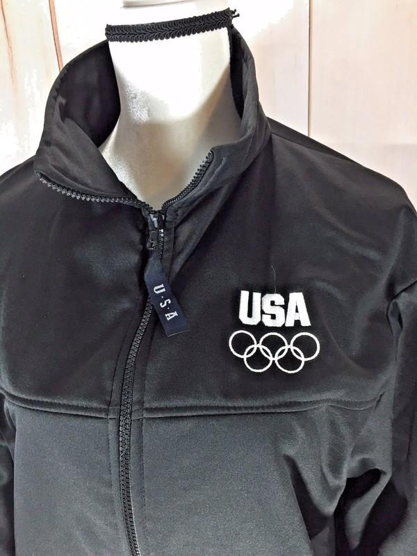 USA Olympics Official Olympics Full Zip Jacket Unisex L Black Warm Up