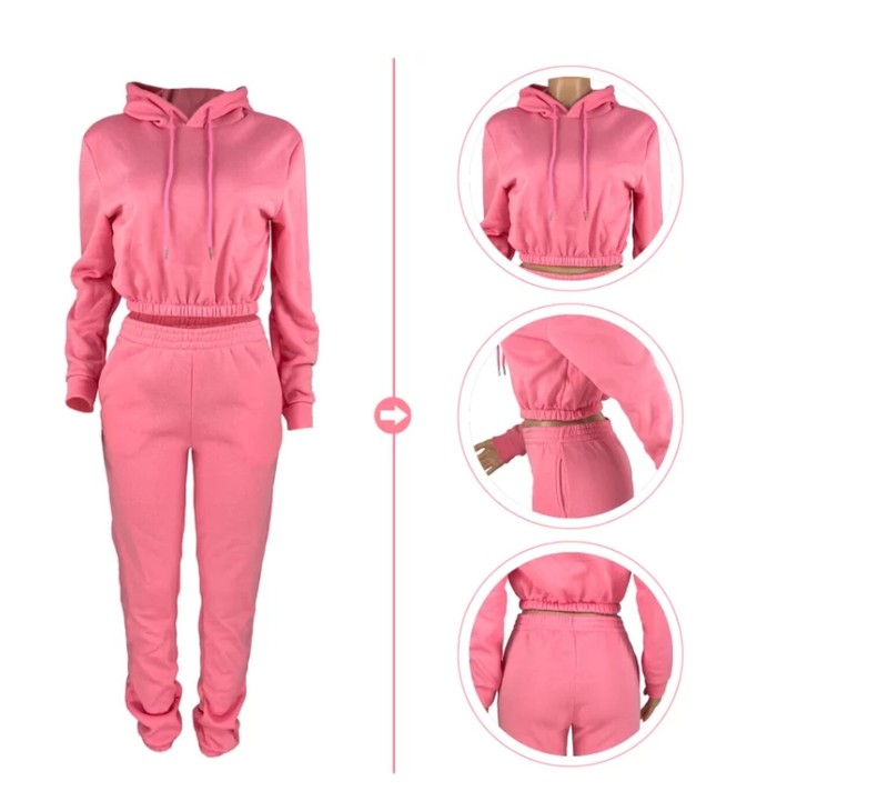 USA Women Two Piece Set Long Sleeve Top+Pants Outfits Tracksuit Jumpsuit #Z9