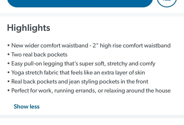 Utopia By HUE Ladies Denim Legging Midnight XL