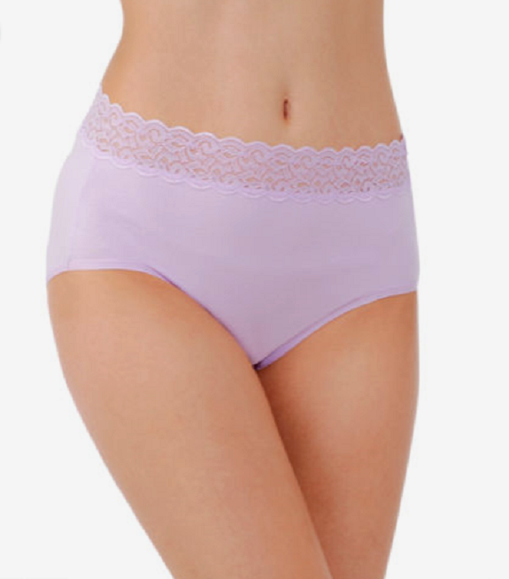 VANITY FAIR LACE TRIM Cotton Briefs Panties LILAC Style 13396 Size 8 XL NWT