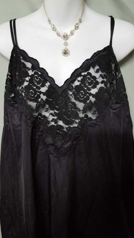 VENTURA Black Nightgown Sexy Short W/Lace Plus Size 3X 54" Bust
