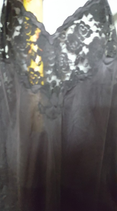 VENTURA Black Nightgown Sexy Short W/Lace Plus Size 3X 54" Bust