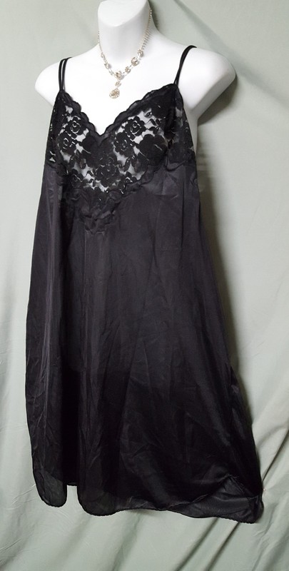 VENTURA Black Nightgown Sexy Short w/Lace Plus Size 3X 54" Bust