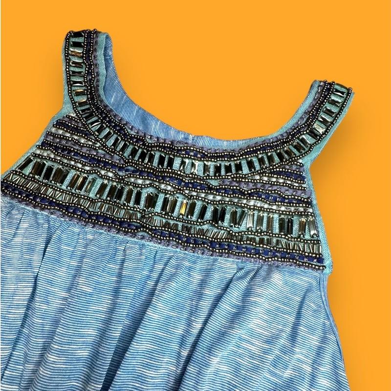 Venus NWT Heathered Blue Bejeweled Bathing Suit Coverup/Romper Size XL