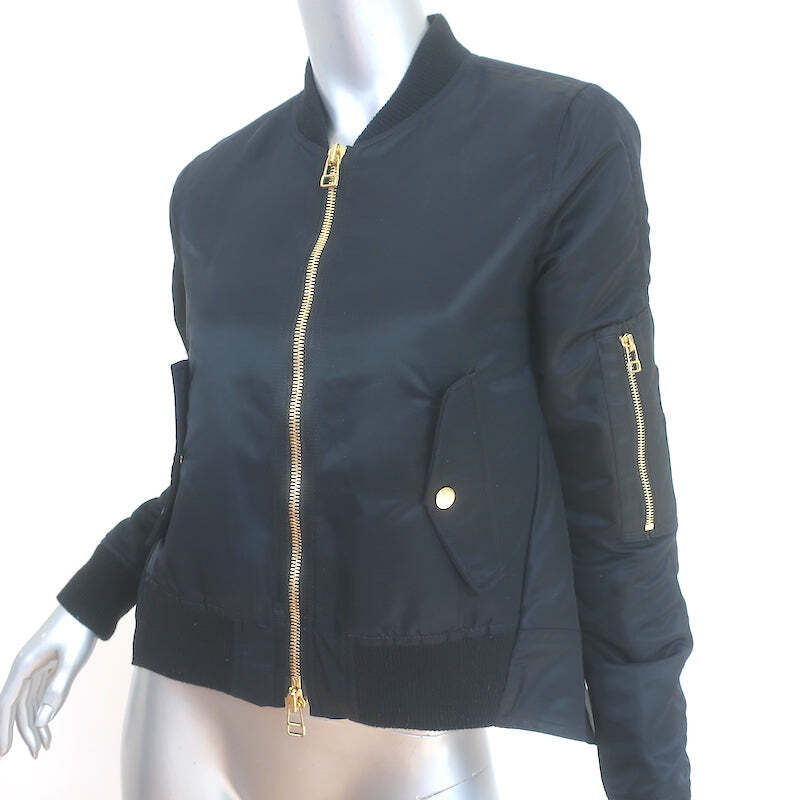 Veronica Beard Flight Jacket Black Nylon Size 0