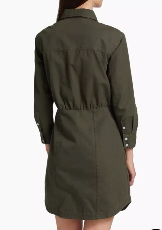 Veronica Beard Keston Twill Army Green Mini Shirt Dress Size 2 NEW NWOT $398