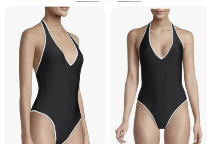 Veronica Beard Sz XS 2 Women's Black Halter Ranya One-Piece Swimsuit $278 NWT