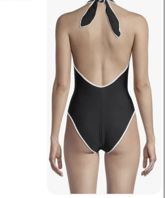 Veronica Beard Sz XS 2 Women's Black Halter Ranya One-Piece Swimsuit $278 NWT