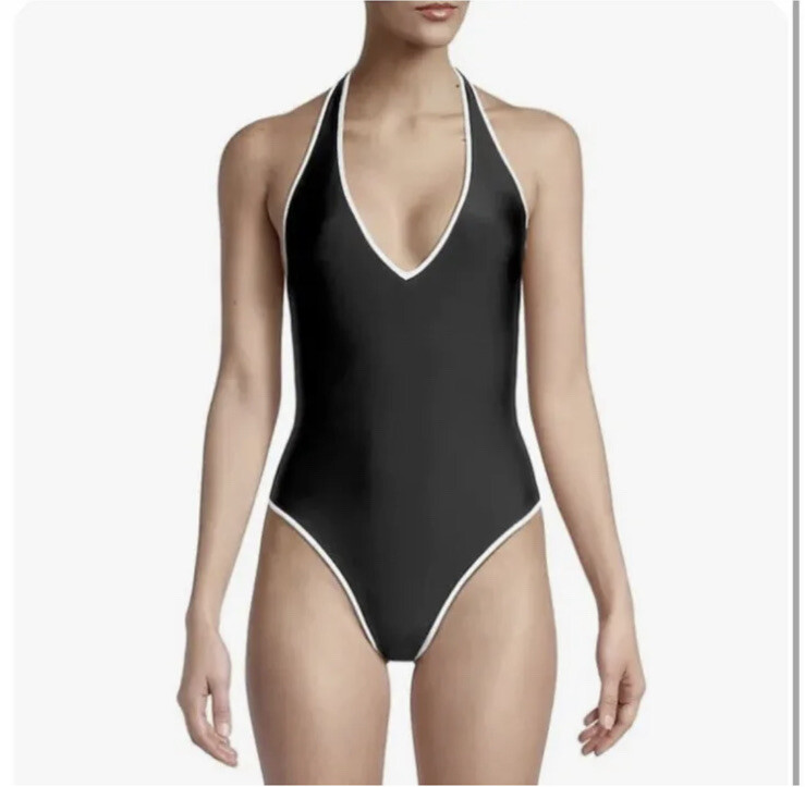 Veronica Beard Sz XS 2 Women's Black Halter Ranya One-Piece Swimsuit $278 NWT