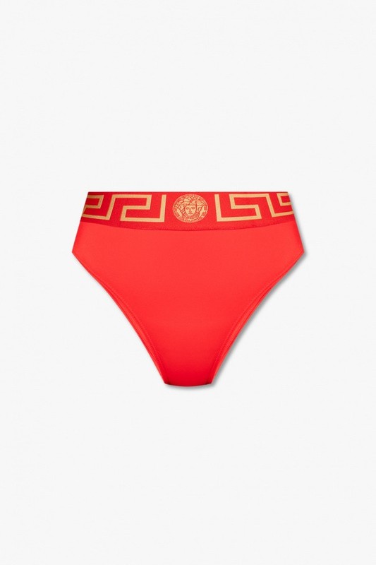 Versace Women's High Waist Gold Border Swim Brief Bikini Versace 3 US M IT 42