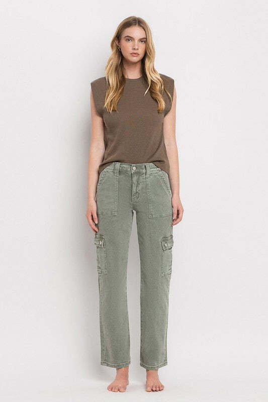Vervet By Flying Monkey High Rise Cargo Straight Jeans