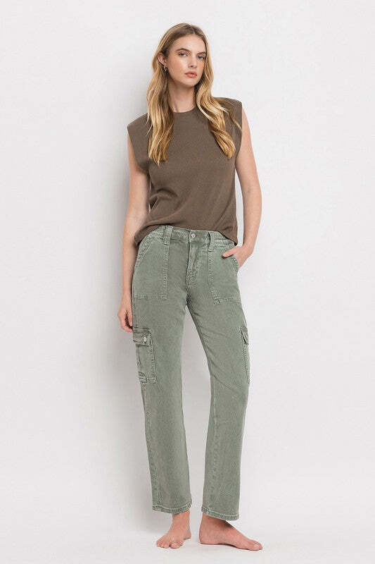 Vervet By Flying Monkey High Rise Cargo Straight Jeans