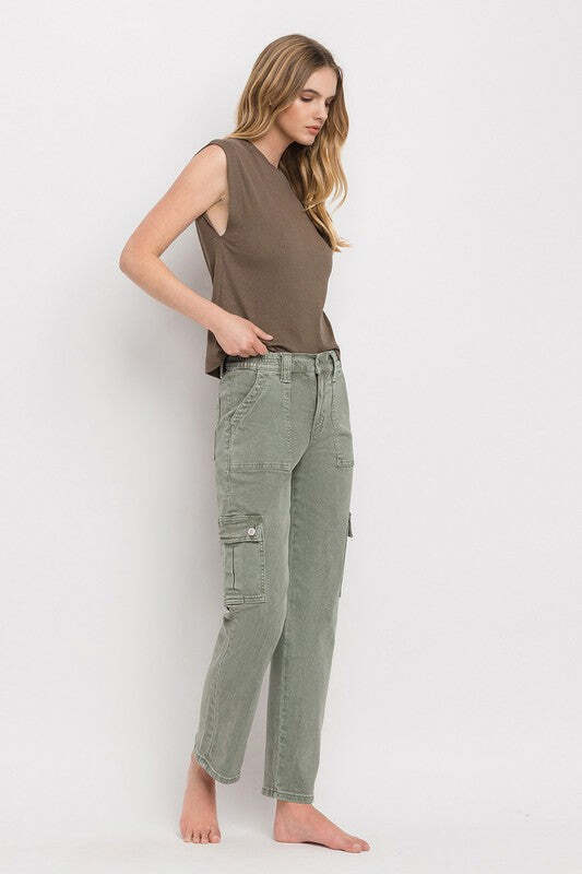 Vervet By Flying Monkey High Rise Cargo Straight Jeans