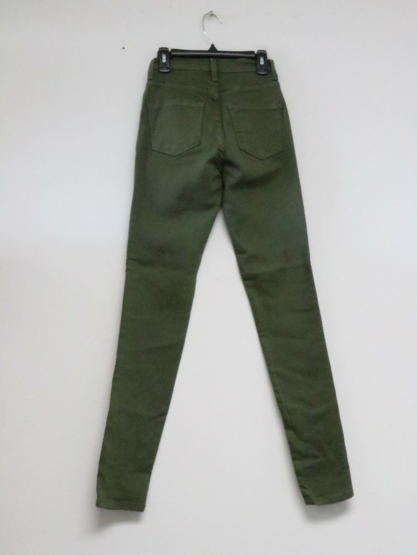 Vibrant MIU Jeans Juniors 1 Green Solid Front Zip Skinny P1018 24x29