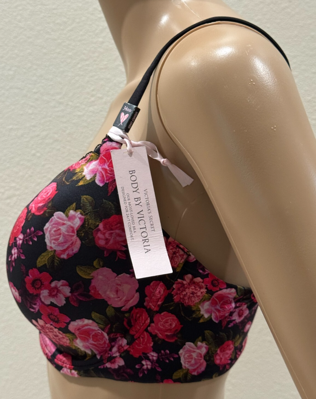 Victoria's Secret Body By Victoria Lined Perfect Coverage Bra Floral 34DD