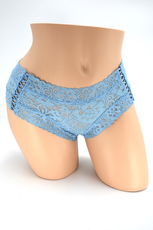 Victoria's Secret Cheeky Lace-Up Panty Panties Underwear Blue Sz: S/P - NWT