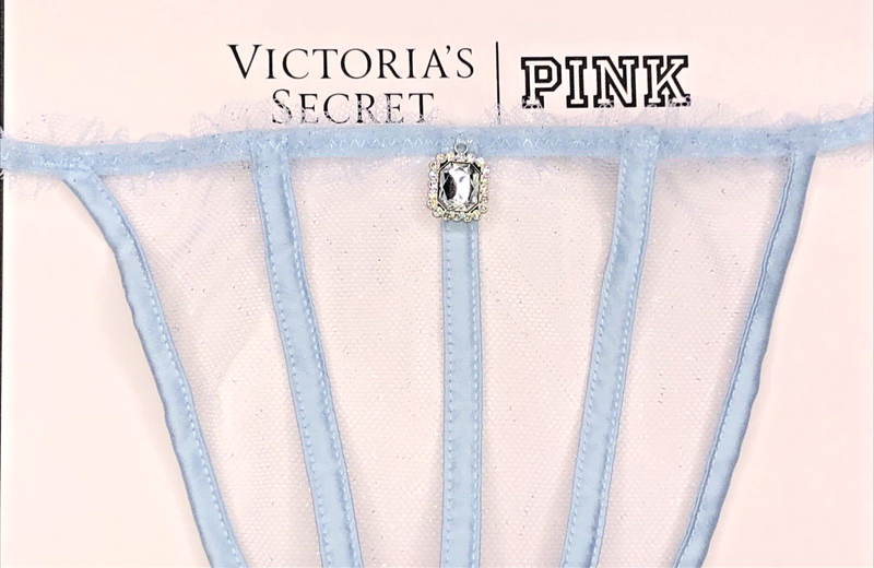 Victoria's Secret Dream Angels NWT XL Blue Glitter Tulle Thong Panty Ruffle