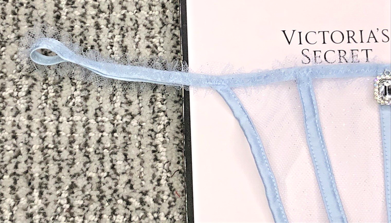 Victoria's Secret Dream Angels NWT XL Blue Glitter Tulle Thong Panty Ruffle