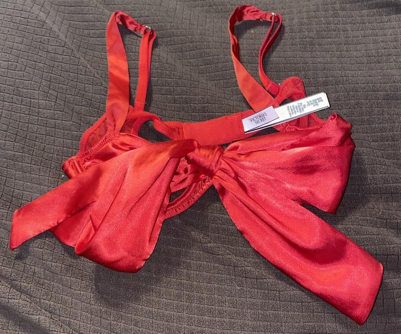 VICTORIA'S SECRET DREAM ANGELS OPEN CUP UNLINED BALCONET BRA BOW Small