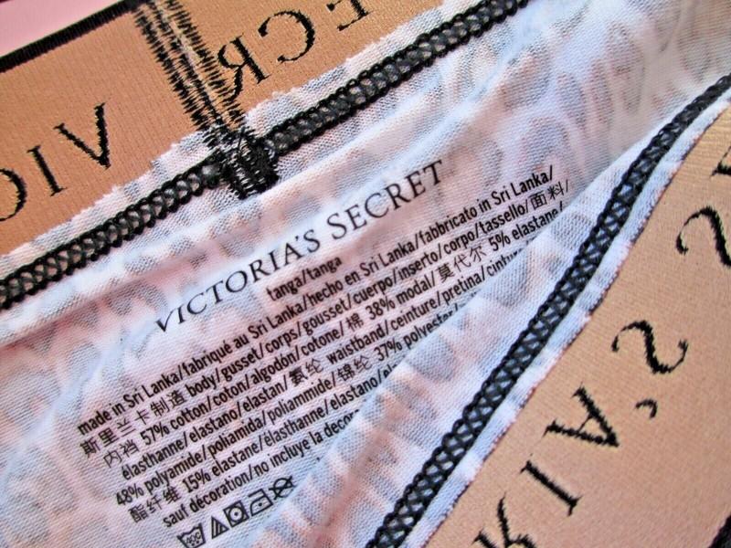 VICTORIA'S SECRET Logo Elastic Waist Leopard Cotton Tanga Bikini Panty S M L XL