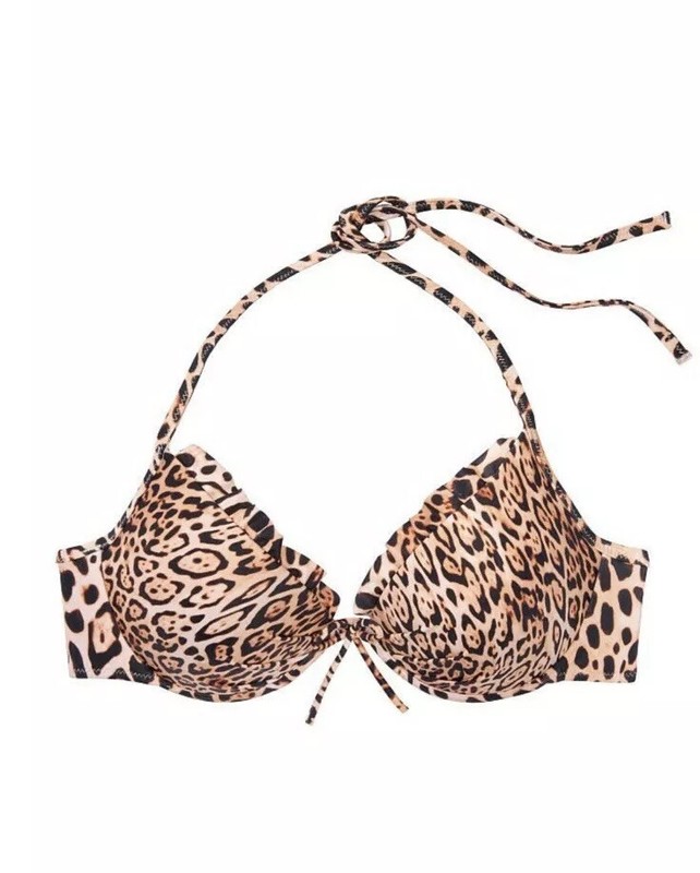Victoria's Secret Malibu Fabulous Push Up Top & Bikini Bottom Swim Set Leopard