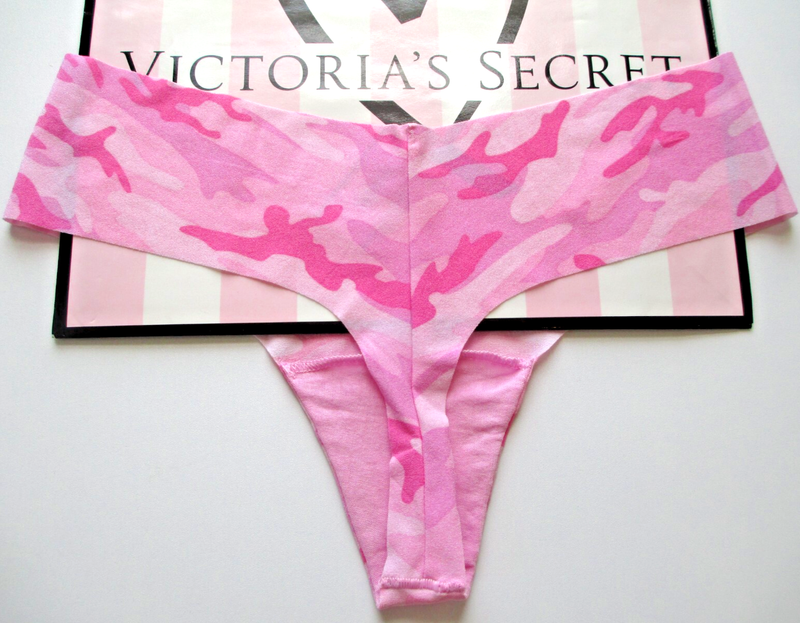 VICTORIA'S SECRET PINK No Show Thong Panty VS Pink Camo S M L XL Camouflage NWT