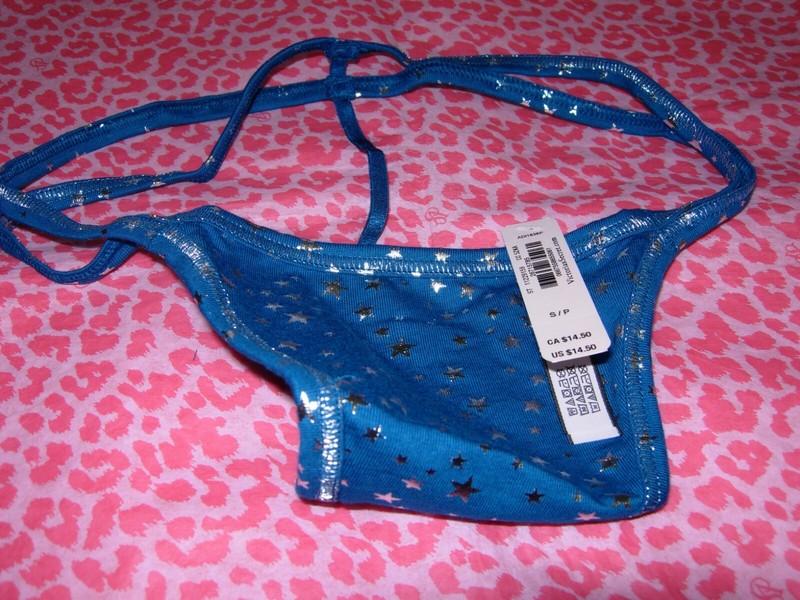Victoria's Secret Sexy V-String G-String Skimpy Strappy Silver Stars XS S M NWT