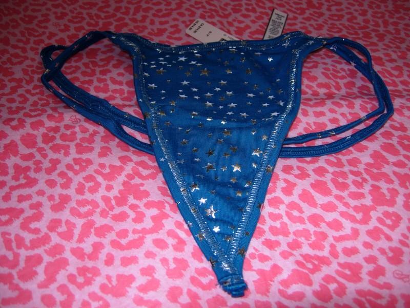 Victoria's Secret Sexy V-String G-String Skimpy Strappy Silver Stars XS S M NWT