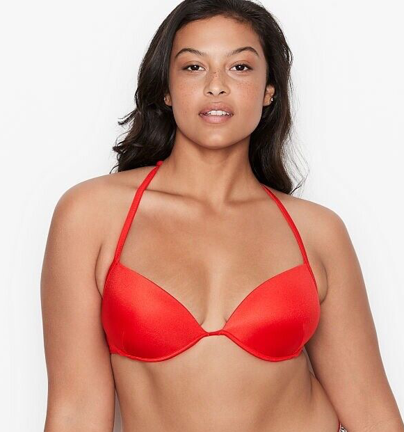 Victoria's Secret Shine Strap MALIBU Fabulous Push Up Swim Top Red 38C