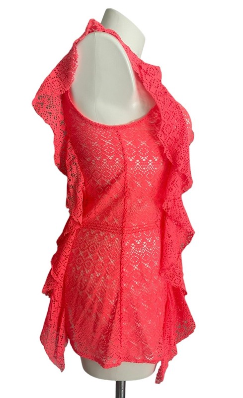 Victoria's Secret Size Small Hot Pink Lace Sheer Swim Cover Up Dress