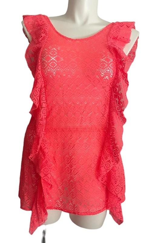 Victoria's Secret Size Small Hot Pink Lace Sheer Swim Cover Up Dress