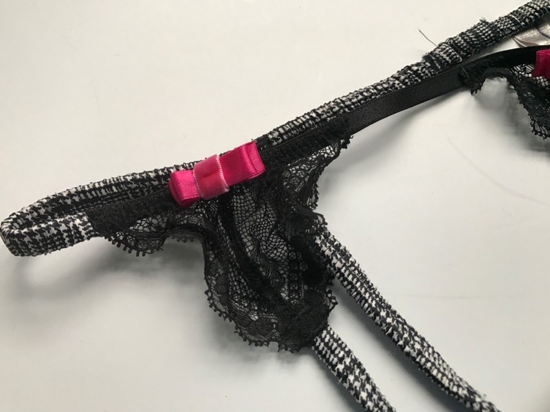 Victoria’s Secret SLT Sexy Little Things Plaid B/W Garter Belt NWT XS/S M/L