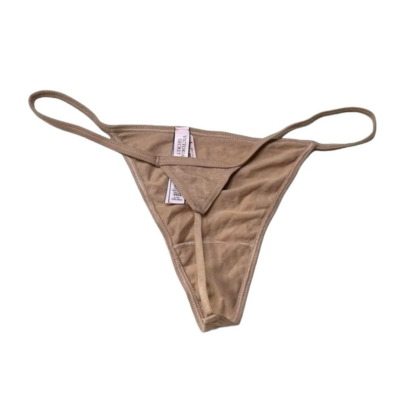 Victoria’s Secret Stretch Cotton V-String Panty Sweet Praline Size Large