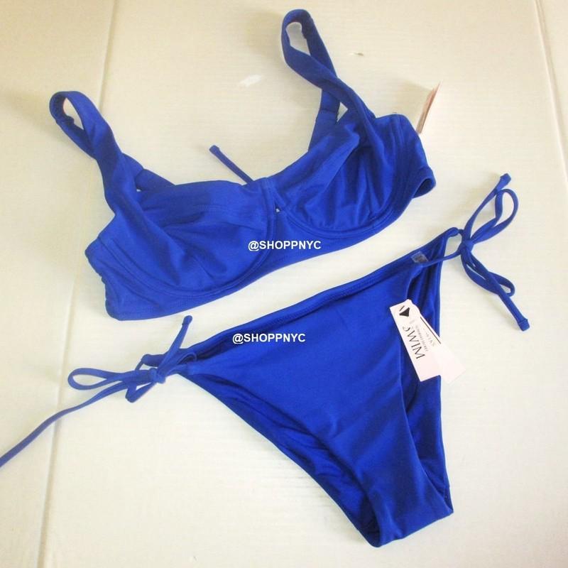 VICTORIA'S SECRET SWIM 38DD Lace-Up Strappy Top Bikini Set Side Tie Bottom L XL