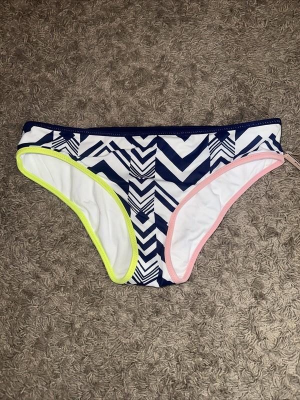 VICTORIA'S SECRET Swim Classic Hipster Bikini Bottom Blue White Geo Sz Small